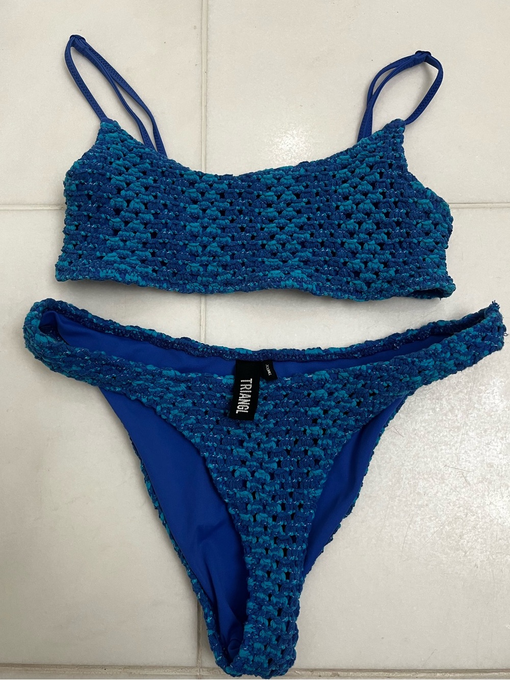 TRIANGL Mica Blue Crochet Bikini Size XXS